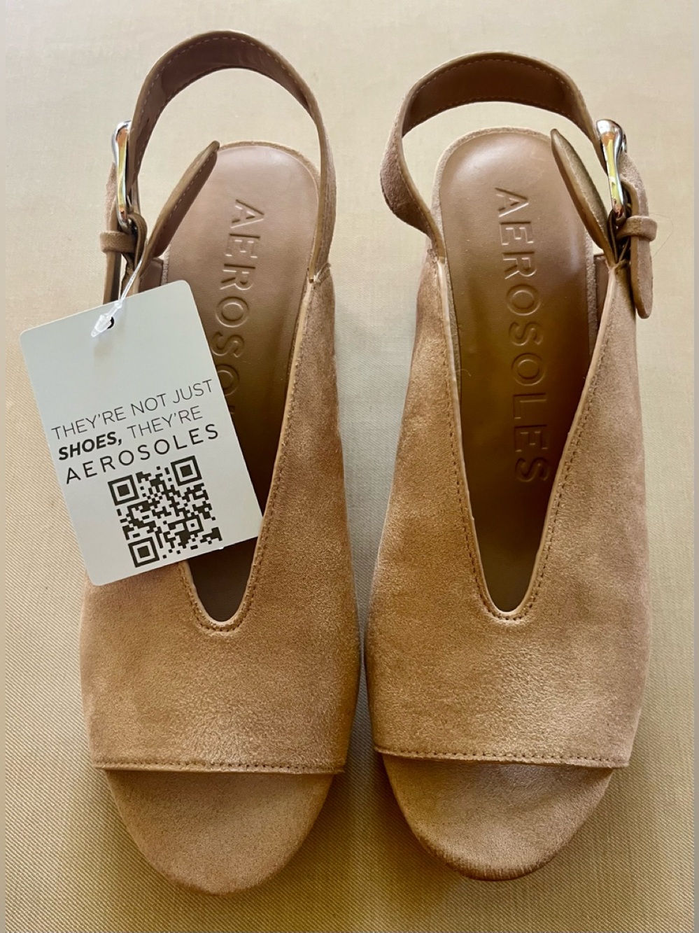 AEROSOLES Tan Suede Slingback Shoes